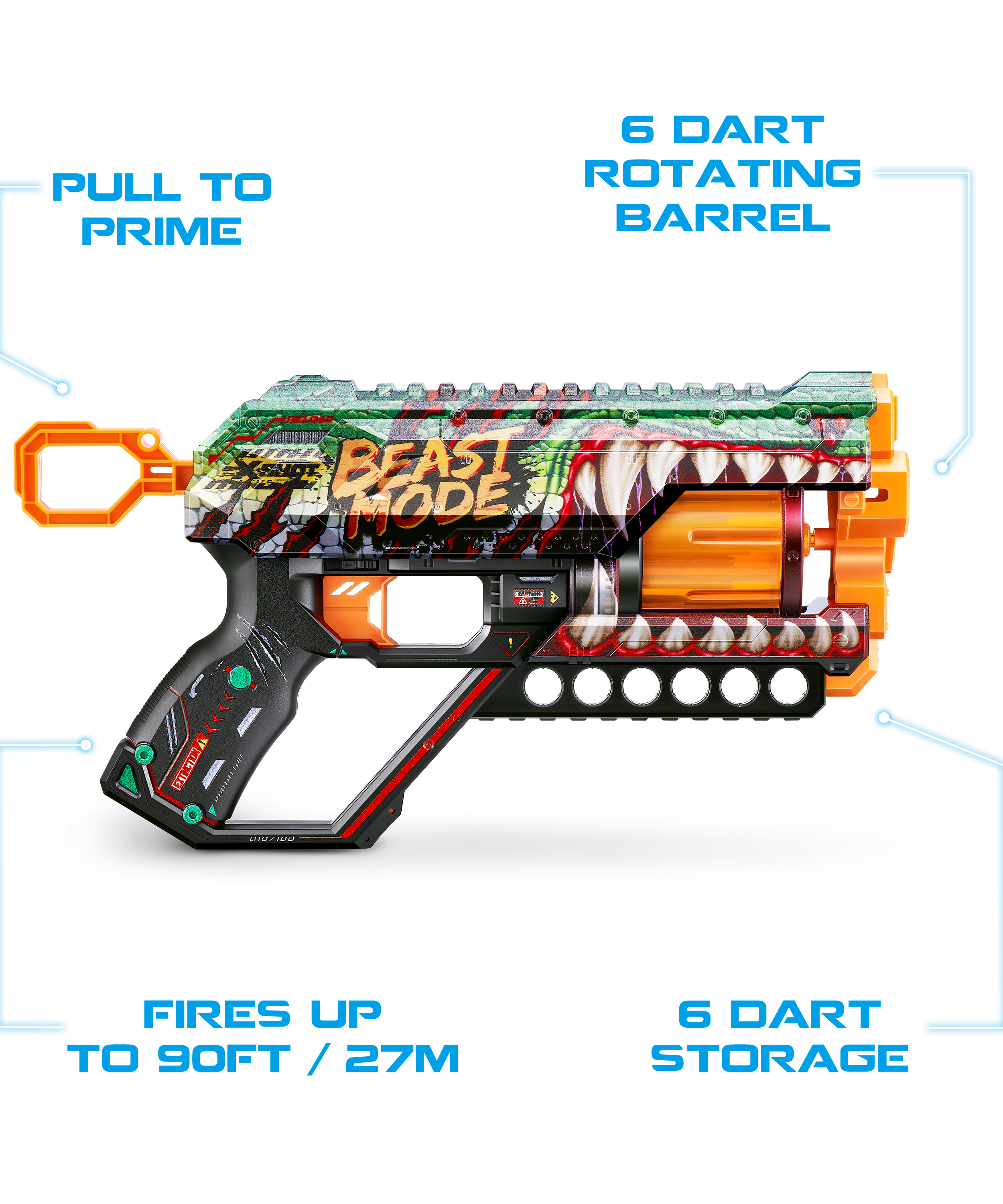 XSHOT Skins Dread Sonic Edition, Dual Barrel Foam Dart Blaster with Air Pocket Technology, 12-Dart Capacity & 27m Range, Toy Gun for Kids, Teens & Adults, Ages 8+