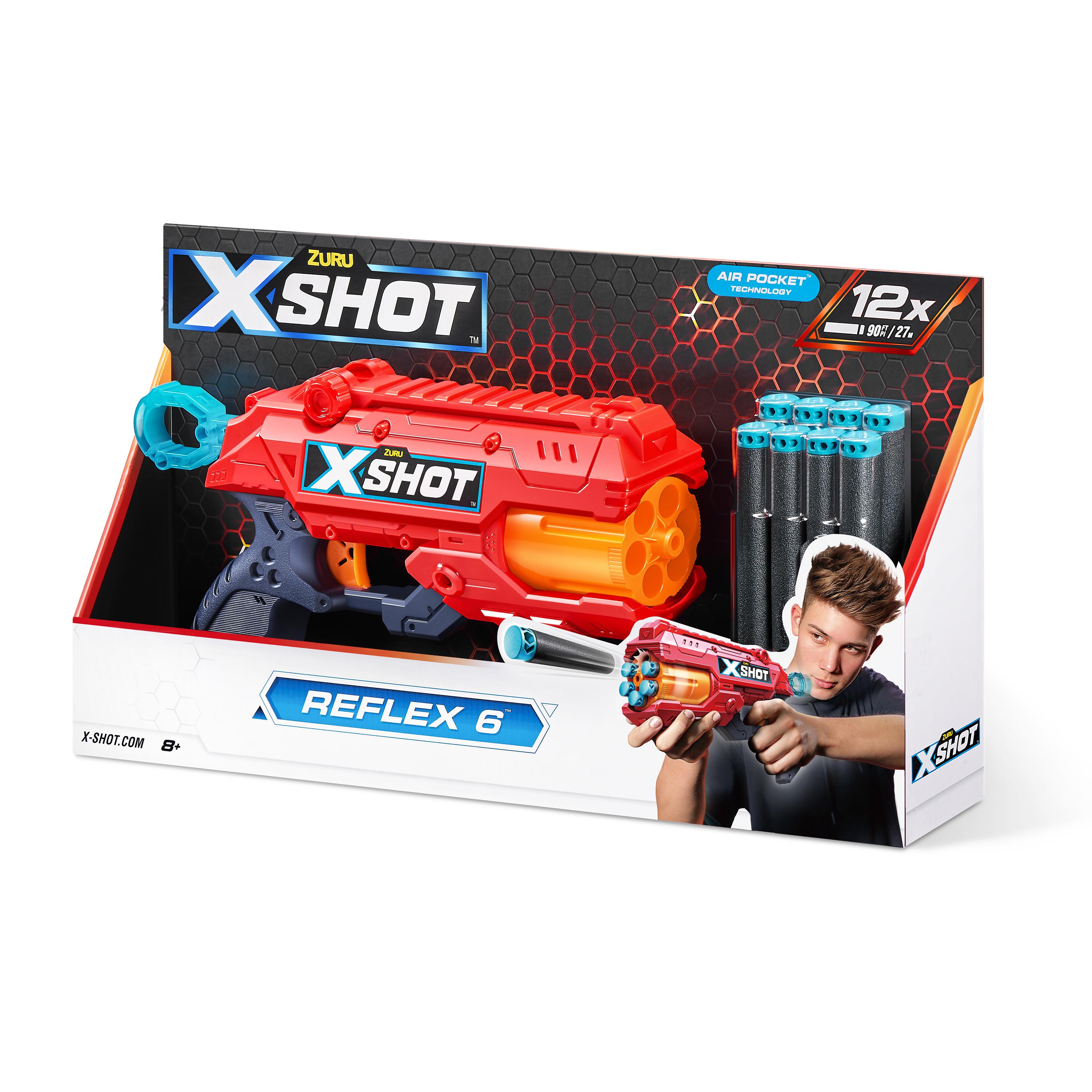 X-Shot Excel Reflex 6 Dart Blaster with 16 Air Pocket Darts, Rapid-Fire Toy Gun for Kids, Teens, and Adults, Outdoor Action Play, Ages 8+