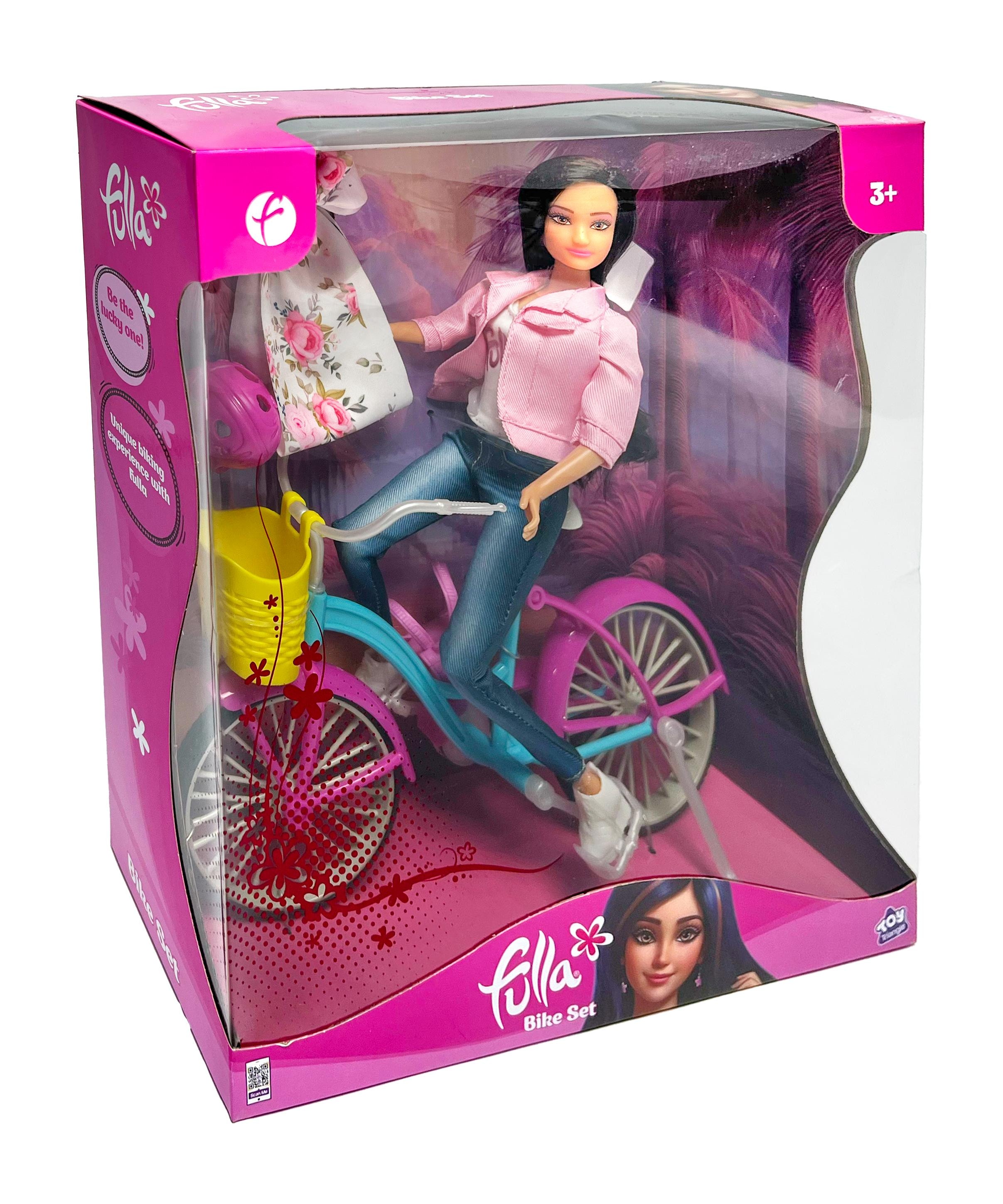 Fulla Doll with Bike and Helmet, Rolling Wheels, Fashion Outfit & Outdoor Adventure Play for Girls, Ages 3+