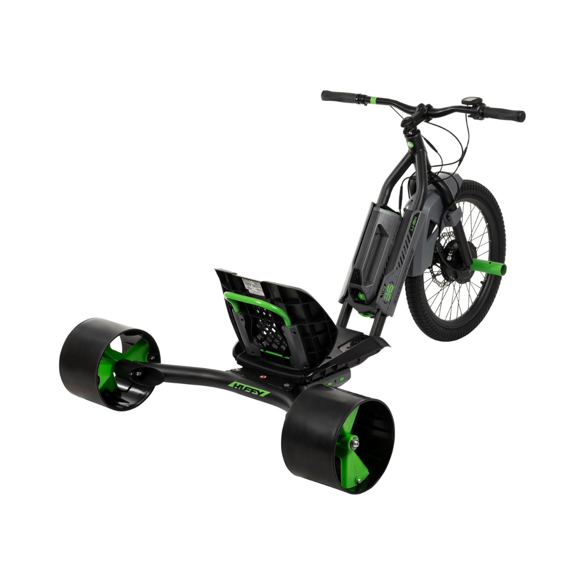 Huffy Green Machine Electric 36V Drift Trike, High Speed Electric Ride On with Adjustable Seat, Thumb Throttle Control and Drift Wheels, Teen Ride On Toy for Ages 14Y+