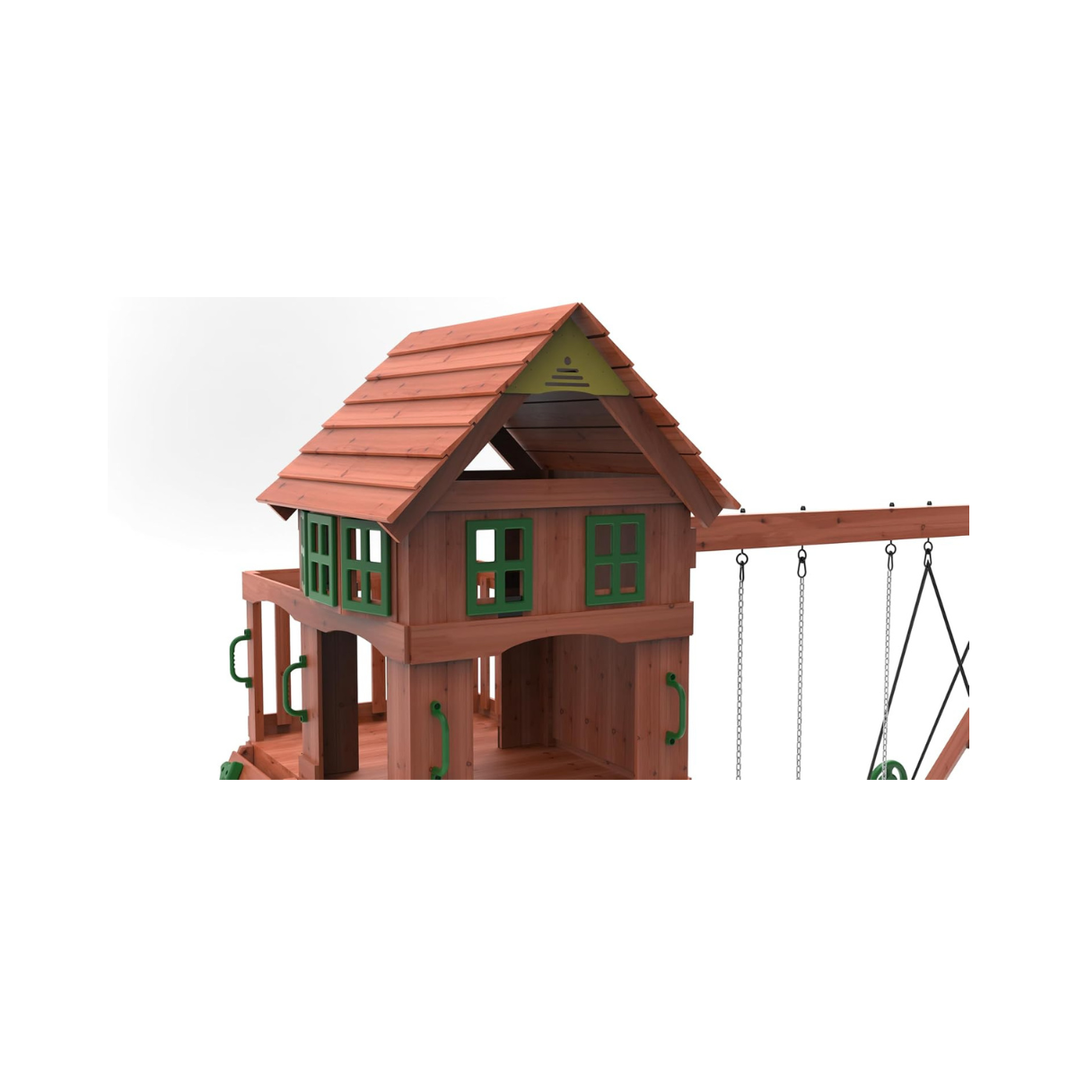 Kiddoro Playful Peaks Wooden Outdoor Playset with Slide, Swings, Glider & Climbing Wall for Kids 3+ Years