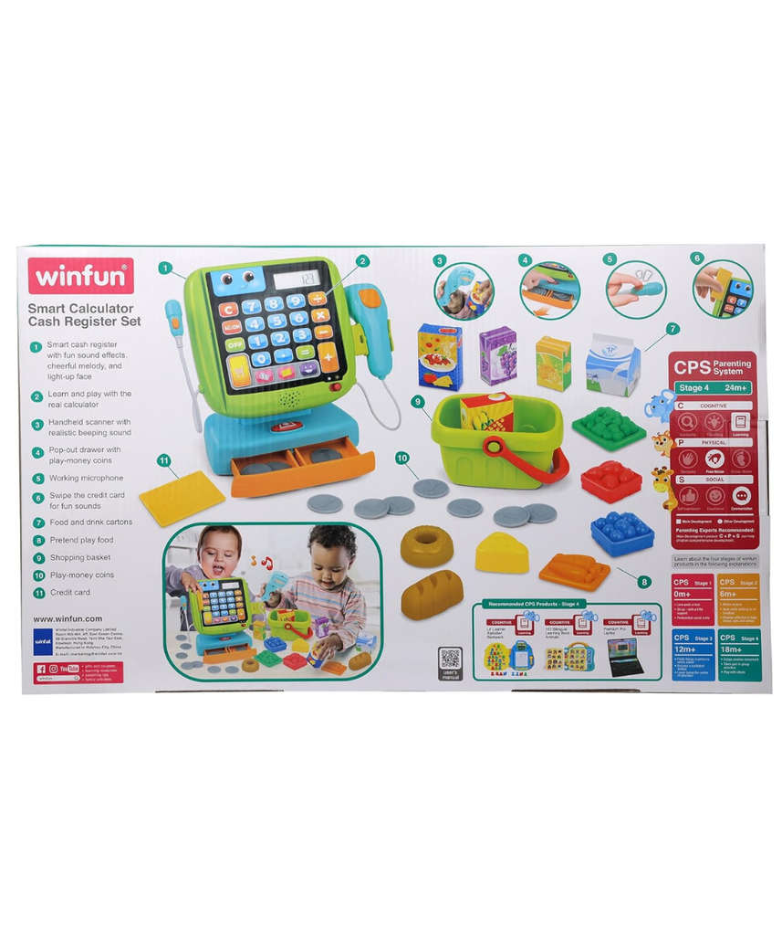 Winfun Smart Calculator Cash Register Set Pretend Play Toy for Early Math Learning 3+ Months