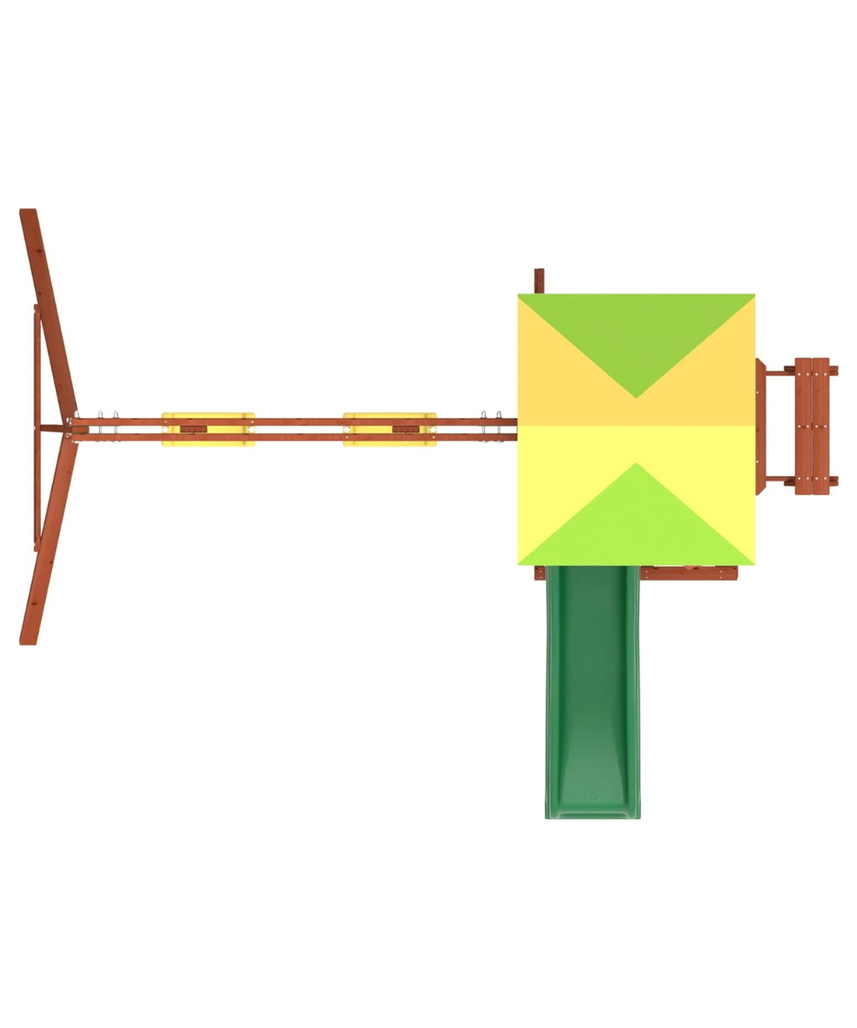 Kiddoro Mighty Jungle Wooden Outdoor Playset, Double Slide & 2 Swings, Climbing Wall, Playhouse with Picnic Table, Backyard Garden Swing Set for Kids 2+ Years