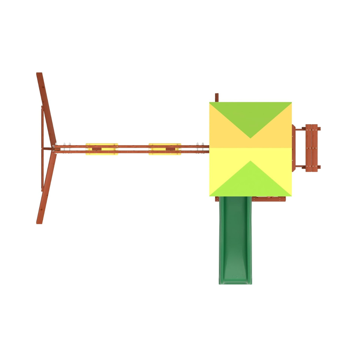 Kiddoro Mighty Jungle Wooden Outdoor Playset, Double Slide & 2 Swings, Climbing Wall, Playhouse with Picnic Table, Backyard Garden Swing Set for Kids 2+ Years