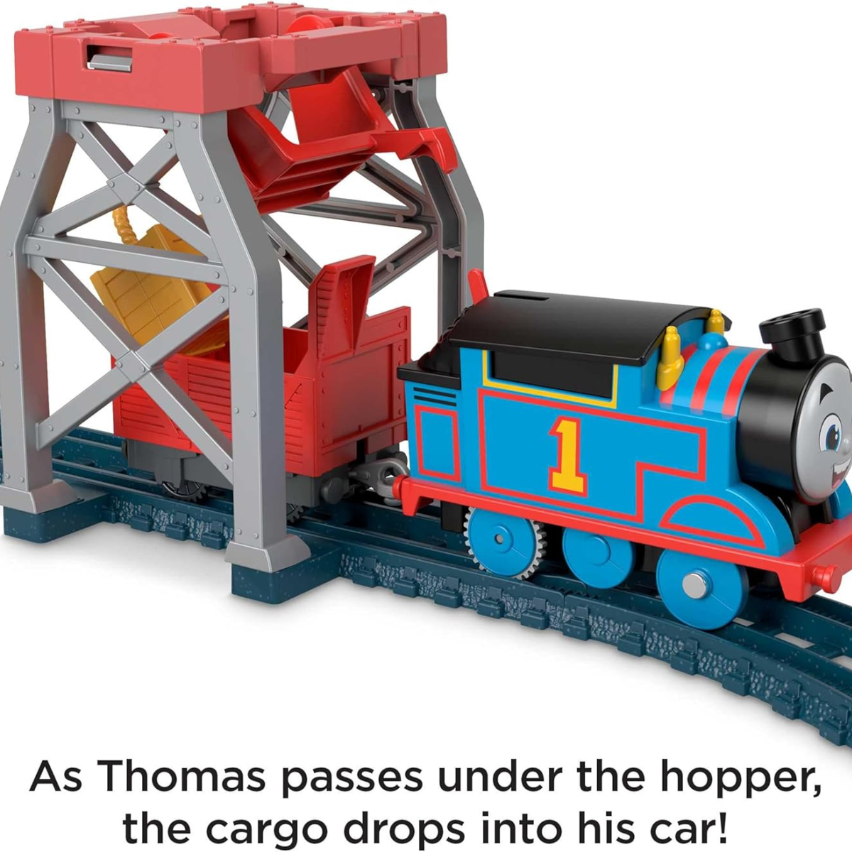 Thomas & Friends Fisher-Price 3-in-1 Package Pickup Train Set, Motorized Thomas with Annie & Clarabel, 3 Track Layouts, Battery-Powered, Ages 3+