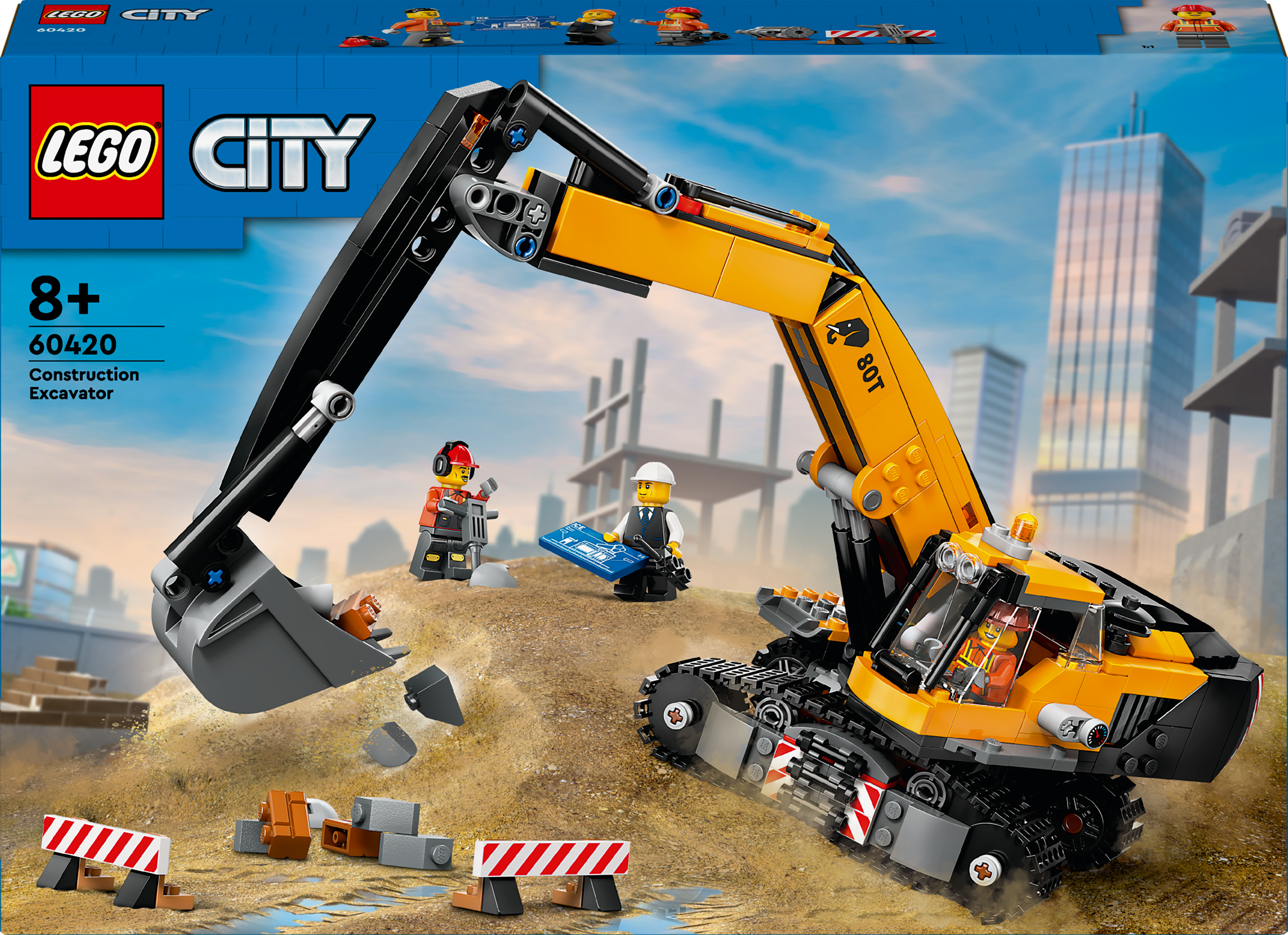 LEGO 60420 Yellow Construction Excavator Building Set for Unisex 8+ Creative Heavy-Duty Vehicle Toy