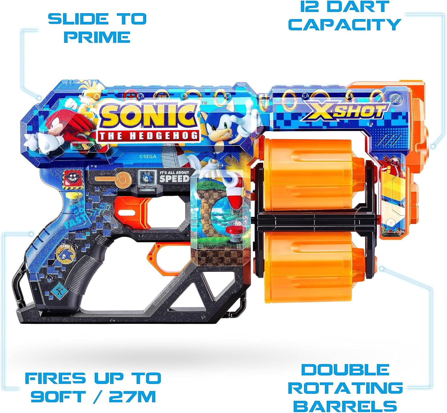 XShot Skins Dread Sonic Bulk Mega Sonic, Easy Reload, Air Pocket Dart Technology, Toy Foam Dart Blaster for Kids, Teens, Adults,Boys & Girls, Outdoor Action Gun Games,Gift for Kids Ages 8+