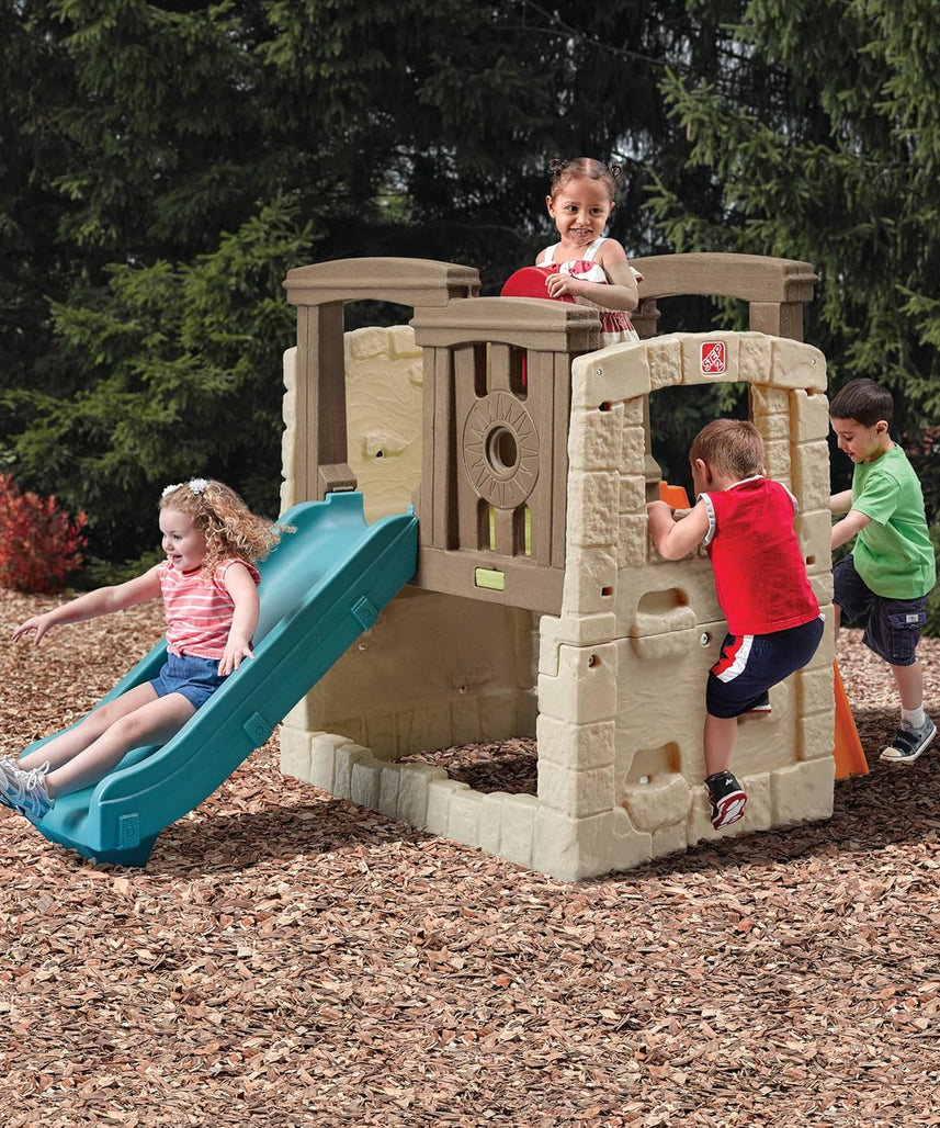 Step2 Naturally Playful Woodland Climber II, Kids Outdoor Activity Playset with Slide + Climbing Wall for Toddlers 2Y+