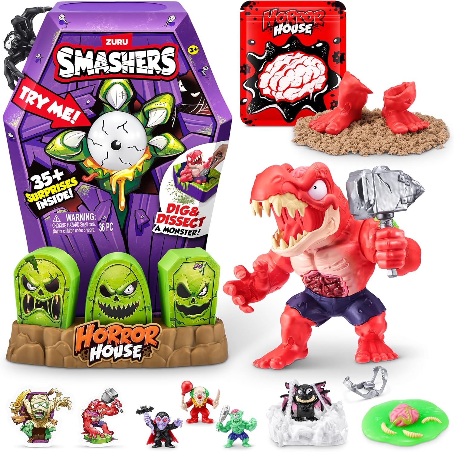 زورو سماشرز، منزل رعب كبير، السلسلة 1، مجموعة ألعاب مخيفة، أكثر من 35 مفاجأة، شخصيات قابلة للتجميع، بيض سماش، إكسسوارات مخيفة، أضواء وأصوات، حفر وتشريح، لعبة مغامرات للأطفال