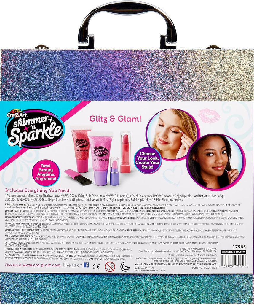Cra-Z-Art Shimmer and Sparkle Shimmer 'n Sparkle Glitter Makeover Studio Beauty Kit â€“ All-in-One for Eye, Cheeks and Lips Ages 8 Up