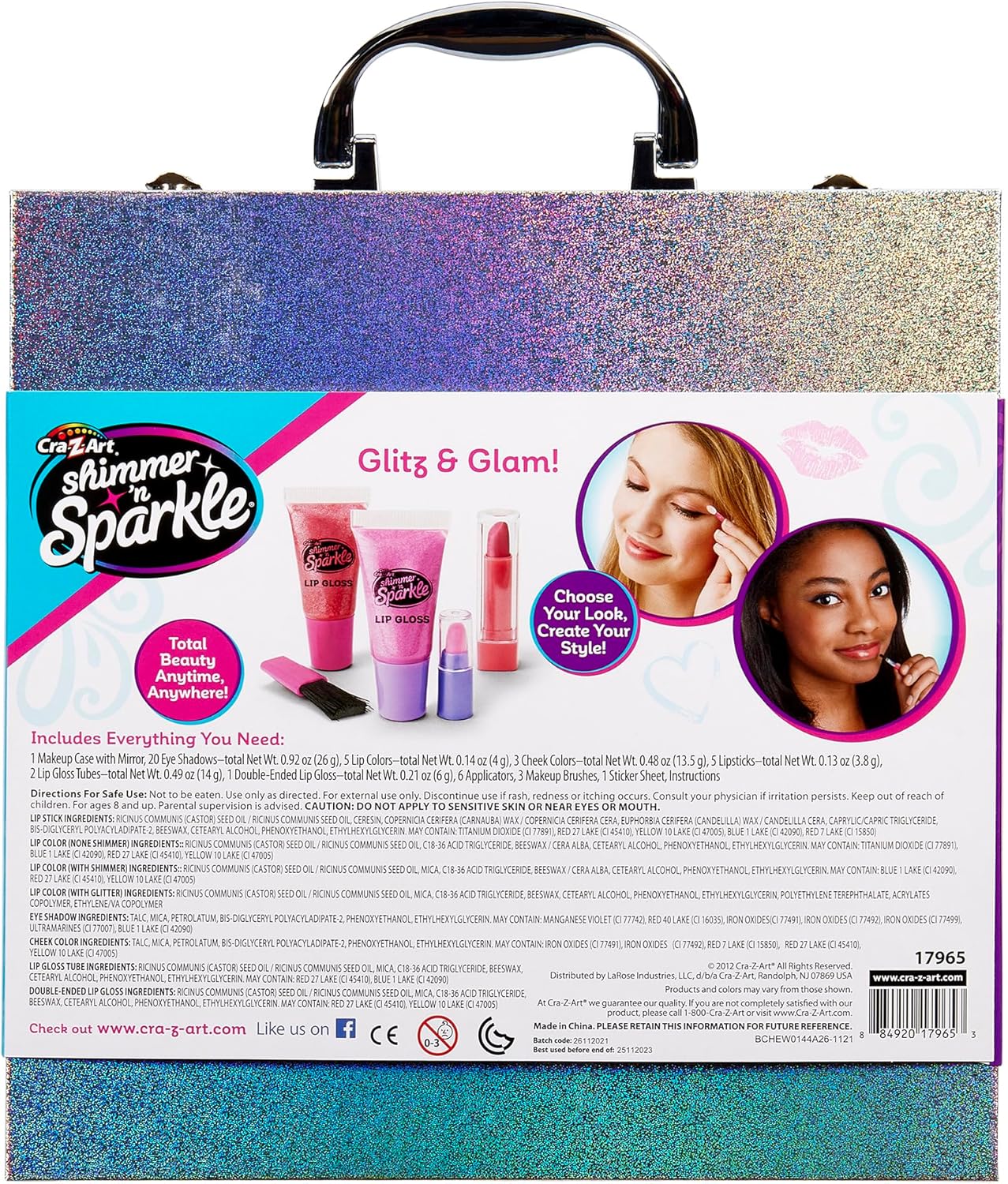Cra-Z-Art Shimmer and Sparkle Shimmer 'n Sparkle Glitter Makeover Studio Beauty Kit â€“ All-in-One for Eye, Cheeks and Lips Ages 8 Up