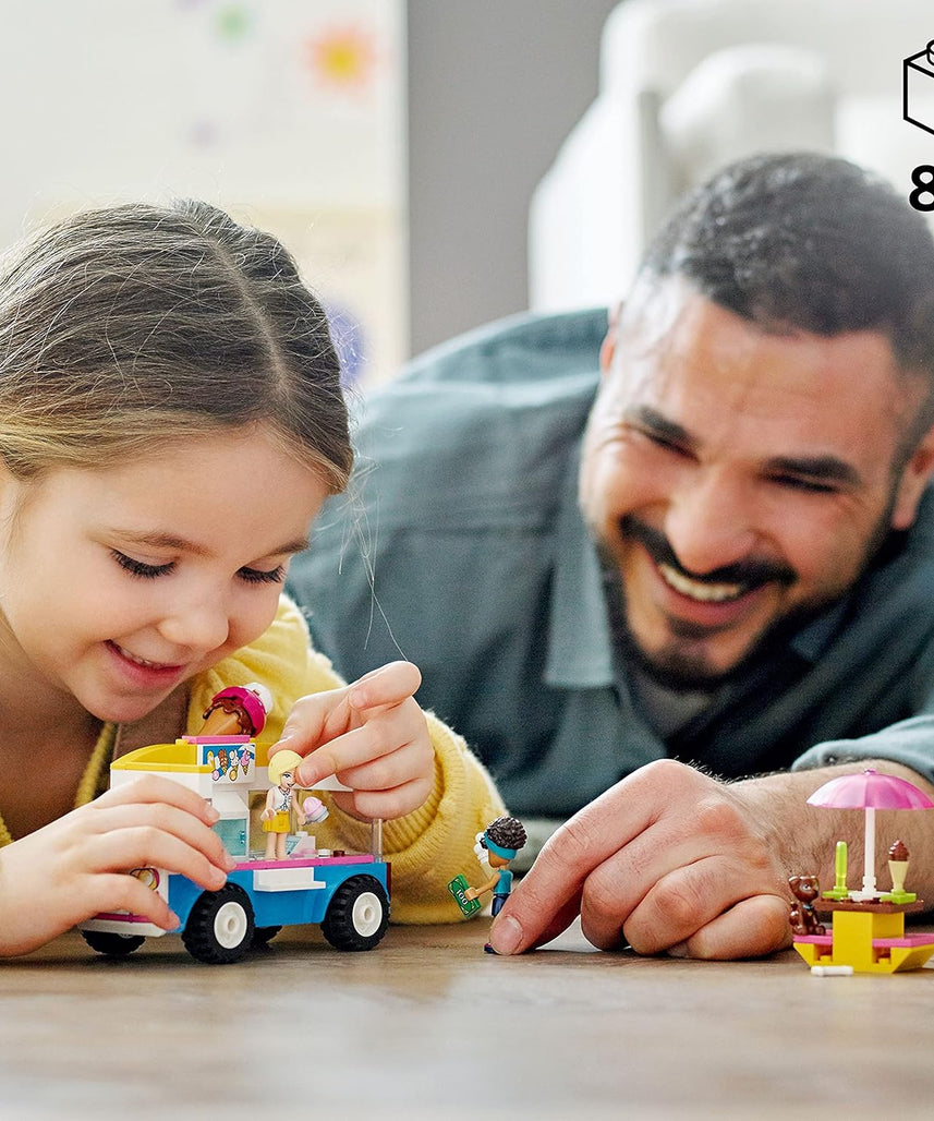 مجموعة بناء شاحنة الآيس كريم 41715 من ليجو فريندز، 84 قطعة مع دميتي أندريا وروكسي الصغيرتين، وشخصية كلب وملحقاتها، لعبة تظاهر للأطفال من سن 4 سنوات فما فوق