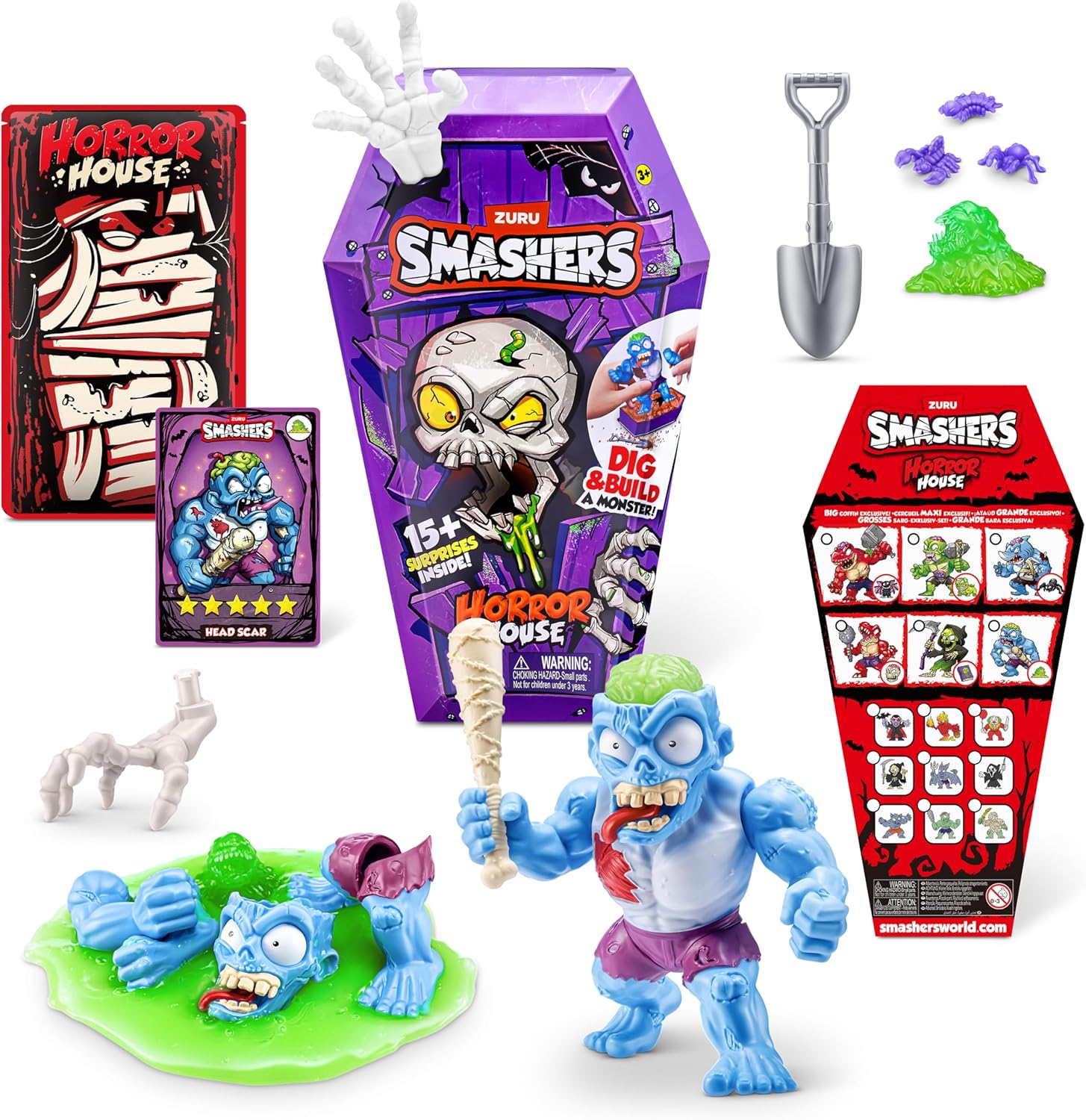 Zuru Smashers Horror House Series 1 Medium, Monster Building Kit, 15+ Surprises, Smash, Dig, Slime & Sand, Gross Collectible Toy, Kids Craft Playset, Gift Idea