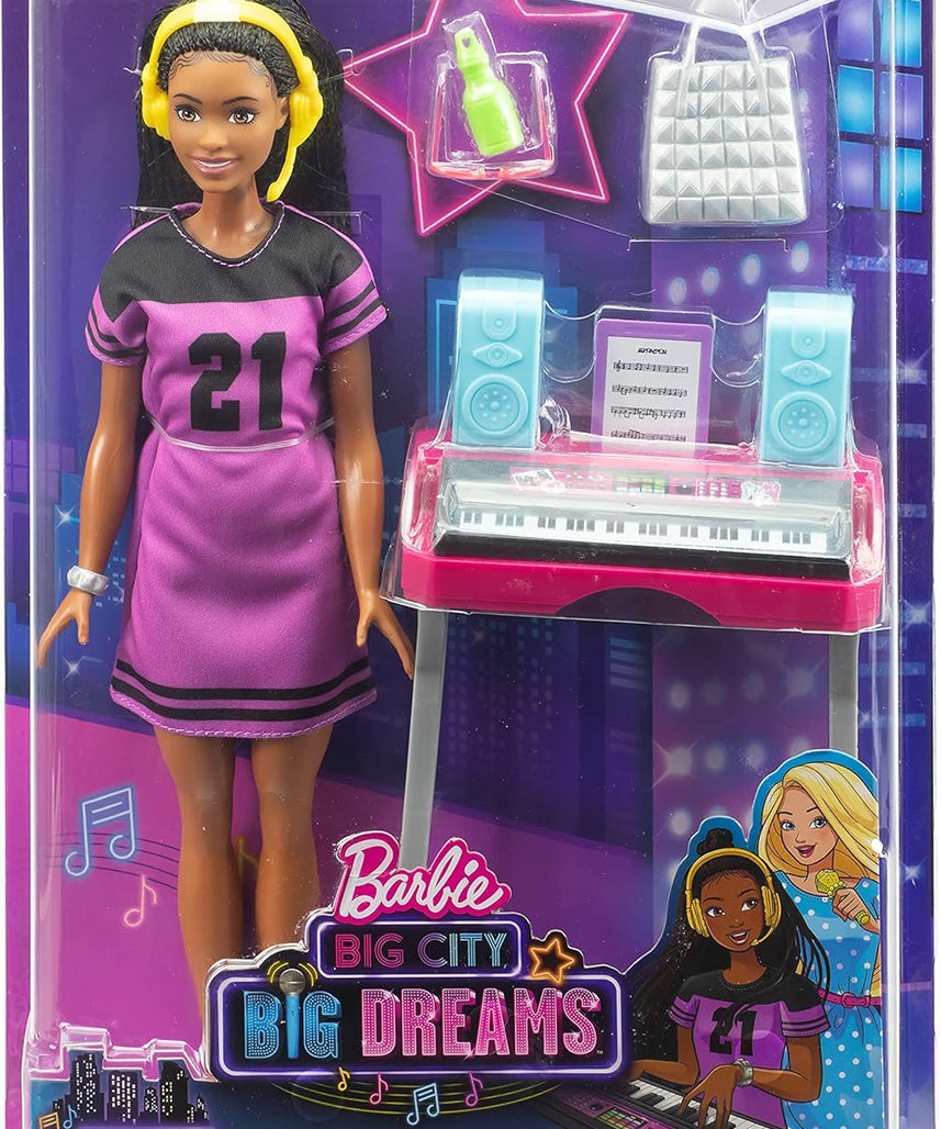 Barbie Big City Big Dreams Brooklyn Roberts Doll Music Studio Playset with Keyboard Accessories for Kids Ages 3 and Up