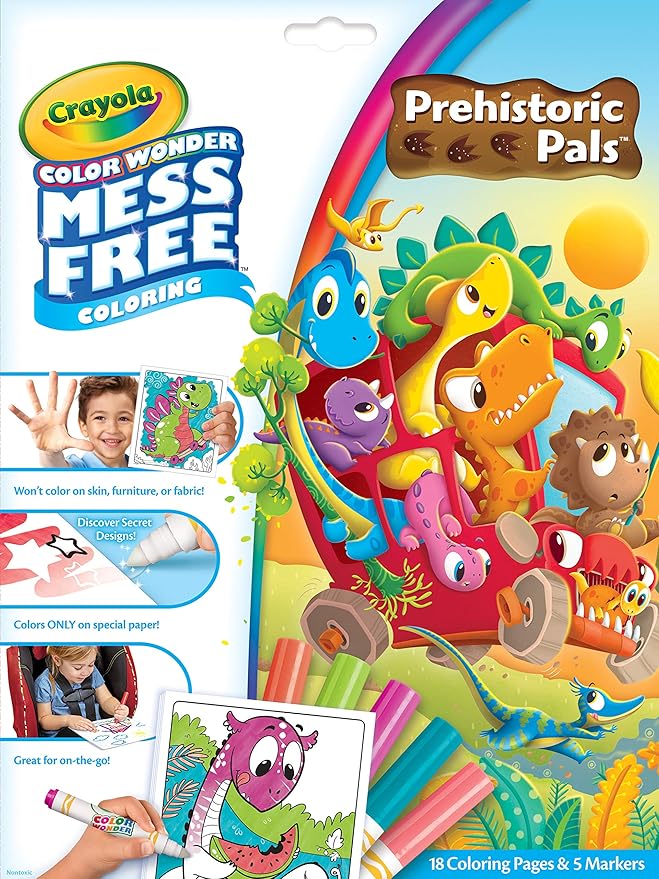 CRAYOLA Color Wonder Prehistoric Pals, Mess Free, Dinosaur Toys, Easter Basket Stuffers, Gift for Kids, Age 3, 4, 5, 6