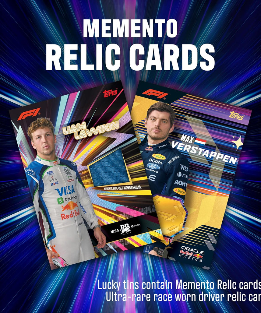 Topps Formula 1 Turbo Attax 2026 Mega Tin Guardians of the Grid, 48 Trading Cards with 4 Exclusive Guardians of the Grid Cards, Memento Relic Chase Cards, Official F1 Collection, 6+ Years