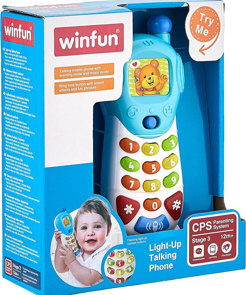 Winfun Light-Up Talking Phone Toy for Kids – Flashing Number Buttons, Interactive Learning, Pretend Play, Early Education for Toddlers and Preschoolers
