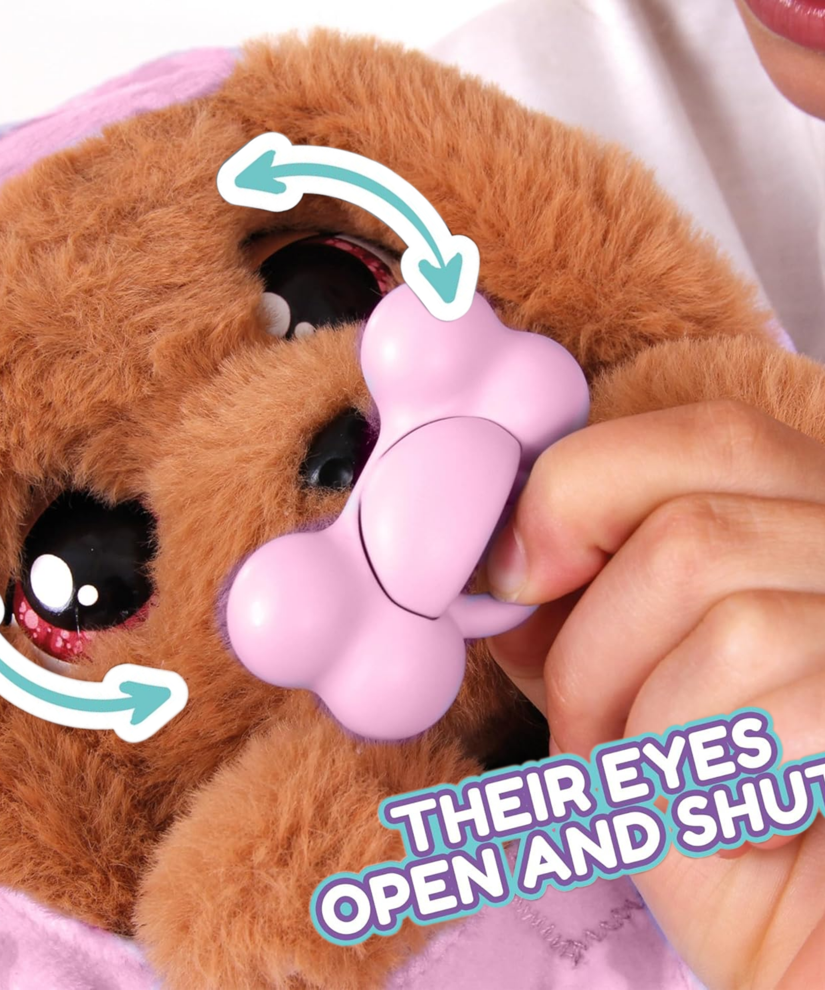 جراء النوم من بيبي باوز، كلب كوكر سبانيل، لعبة جرو تفاعلية من القطيفة مقاس 9.5 بوصة مع حقيبة حمل، لعبة تظاهر للأطفال مع مؤثرات صوتية، مناسبة للأولاد والبنات من سن 18 شهرًا فما فوق