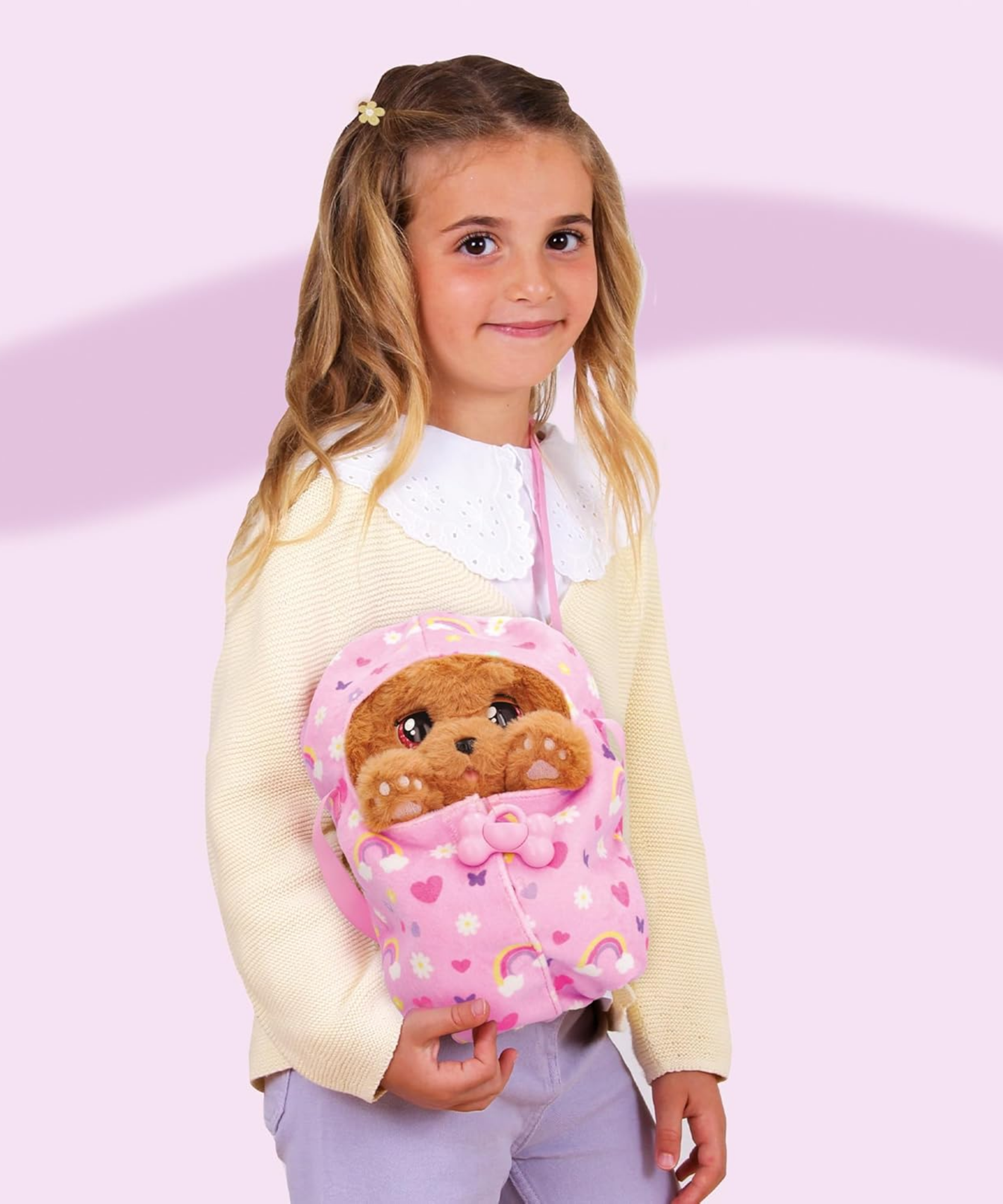 جراء النوم من بيبي باوز، كلب كوكر سبانيل، لعبة جرو تفاعلية من القطيفة مقاس 9.5 بوصة مع حقيبة حمل، لعبة تظاهر للأطفال مع مؤثرات صوتية، مناسبة للأولاد والبنات من سن 18 شهرًا فما فوق