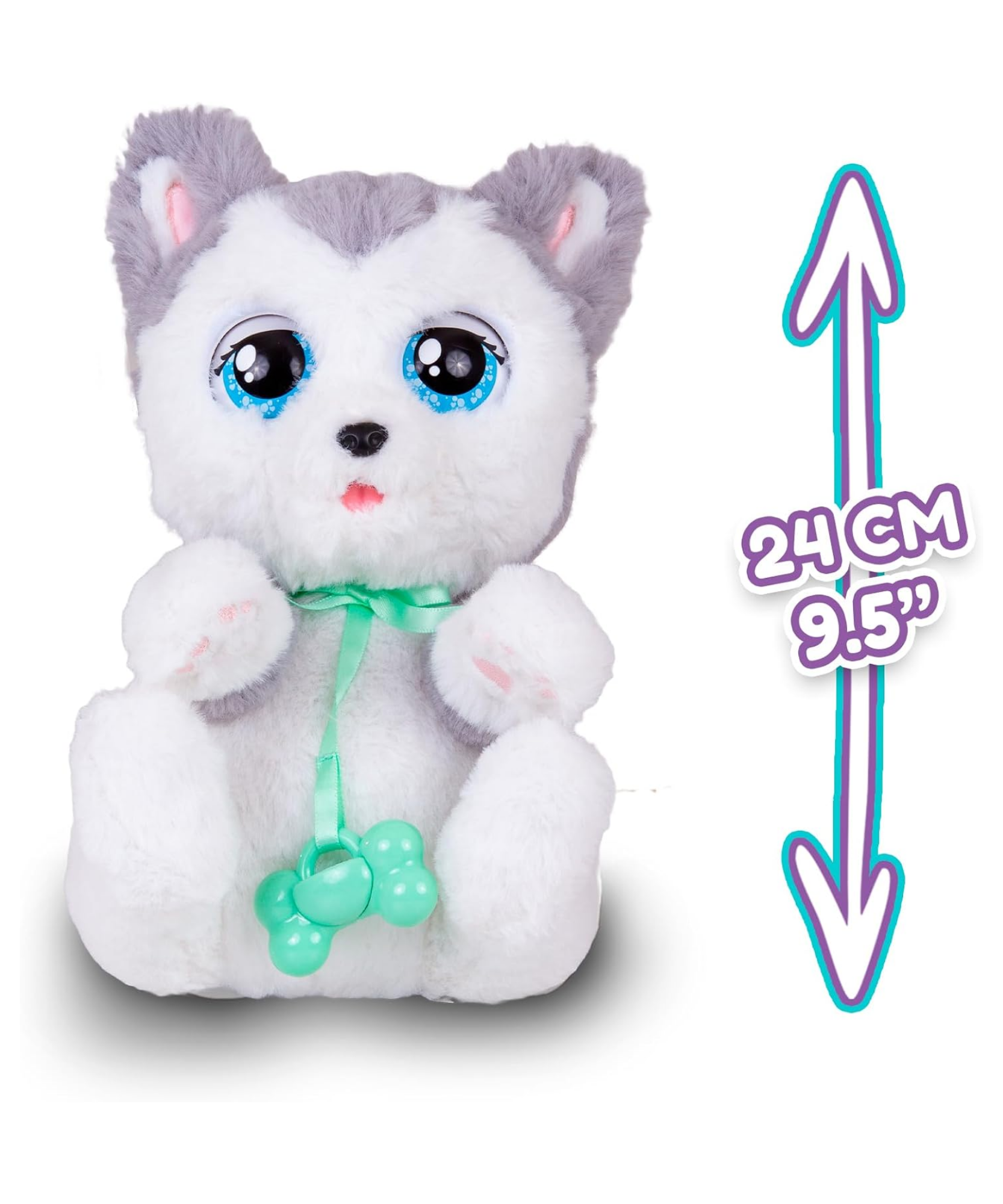 جراء نائمة من بيبي باوز، هاسكي، لعبة جرو تفاعلية من القطيفة مقاس 9.5 بوصة مع حقيبة حمل، لعبة تظاهر للأطفال مع مؤثرات صوتية، مناسبة للأولاد والبنات من سن 18 شهرًا فما فوق