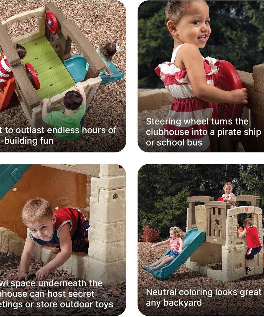Step2 Naturally Playful Woodland Climber II, Kids Outdoor Activity Playset with Slide + Climbing Wall for Toddlers 2Y+