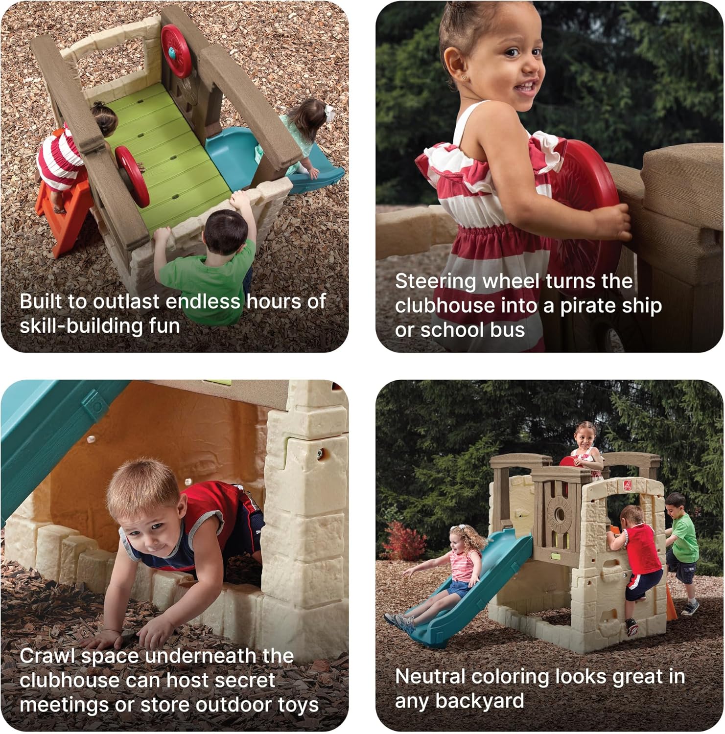 Step2 Naturally Playful Woodland Climber II, Kids Outdoor Activity Playset with Slide + Climbing Wall for Toddlers 2Y+