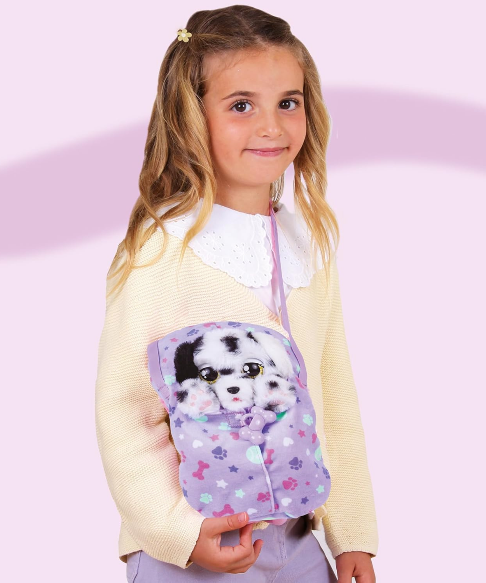 جراء النوم من بيبي باوز، دالماتيان، لعبة جرو تفاعلية من القطيفة مقاس 8.5 بوصة مع حقيبة حمل، لعبة تظاهر للأطفال مع مؤثرات صوتية، مناسبة للأولاد والبنات من سن 18 شهرًا فما فوق