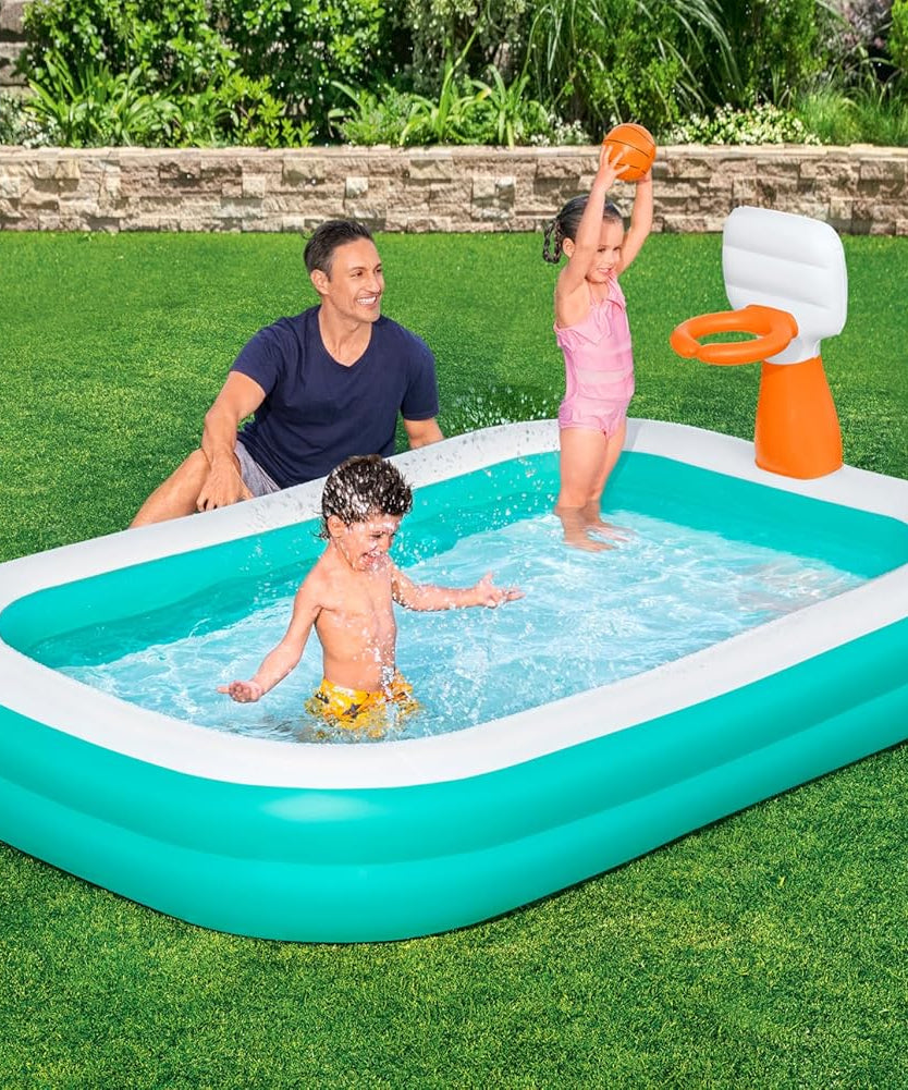 Bestway Family Pool Dunk N' Splash with Basketball Hoops 251 x 168 x 102 cm