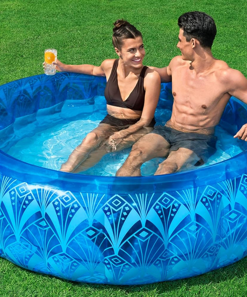 Bestway Bohemian Blue Inflatable Pool 168X53cm, Outdoor & Indoor Relaxation & Play, Family Pools, Artistic Design, Extra-wide Sidewalls For Stability, Quick Easy Setup, Perfect For Families With Kids