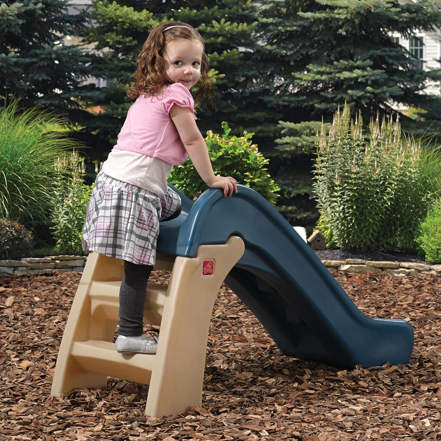 Step2 Play & Fold Jr. Slide, Folding Toddler Slide, Indoor & Outdoor Plastic Slide, Kids 1.5–4 Years