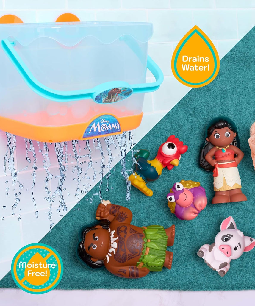 Disney Moana Bath Caddy, 6-pieces, 5 Bath Toy Figures