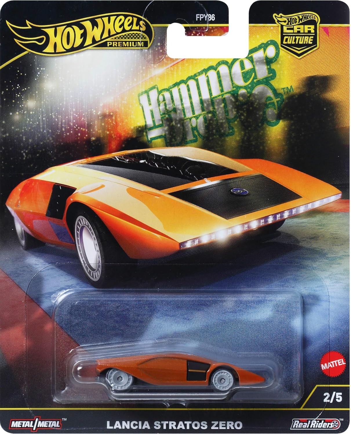 Hot Wheels Premium Lancia Stratos Zero Vehicle Car Culture Circuit Legends Collectible Hot Wheels Die-cast Car Toy for Kids 3+ Years HRV77