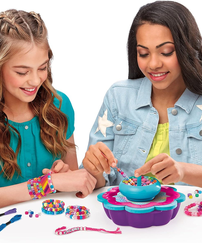 Shimmer N Sparkle 2-in-1 Spin & Bead Friendship Bracelet Maker, Multicolour, DIY Jewelry Kit, Beaded & Friendship Styles, Girls Craft Toy, Ages 8+