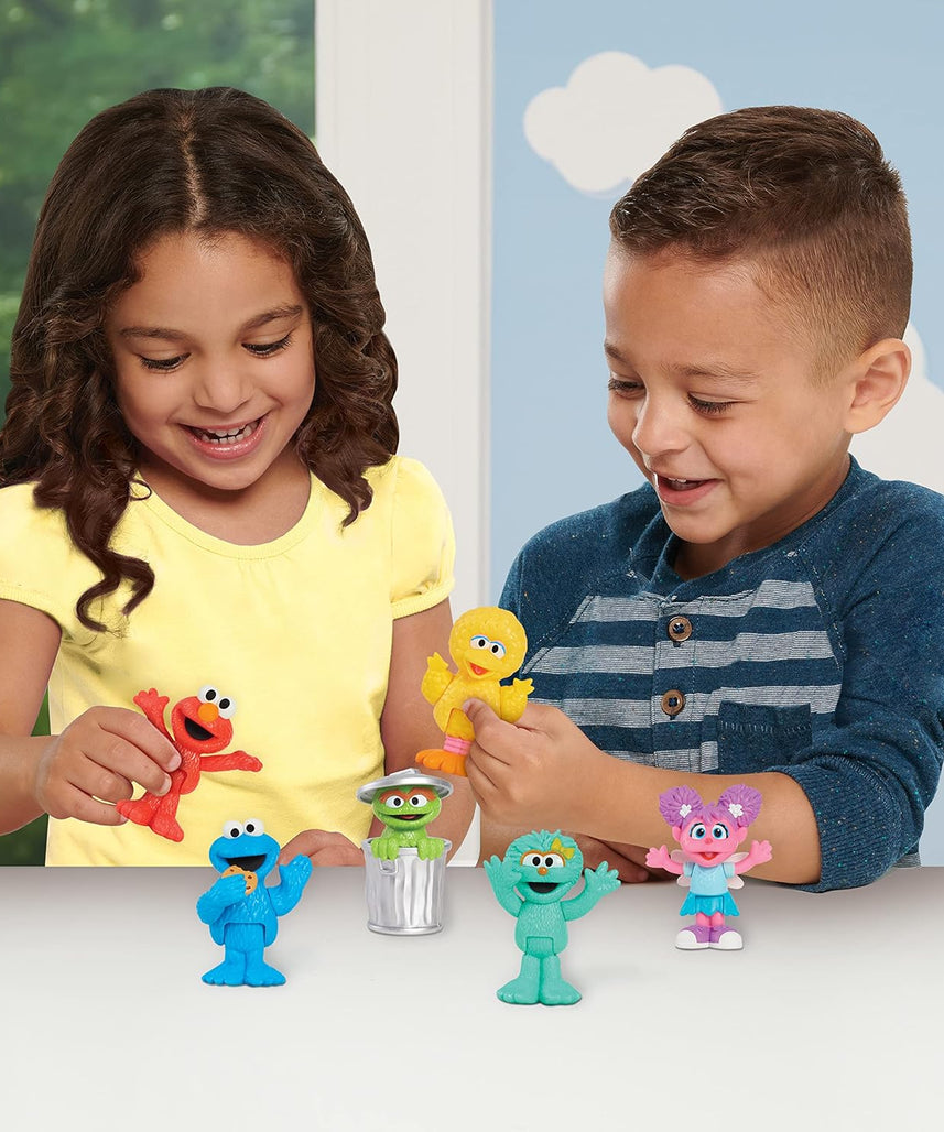 Just Play Sesame Street Neighborhood Friends, 6-Piece Poseable Figurines, Officially Licensed Toys for Kids, Ages 2+