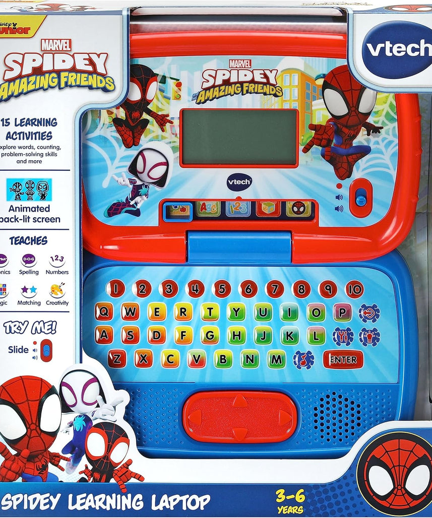 VTech Spidey & His Amazing Friends Learning Laptop – Multicolor Educational Toy for Letters, Words, Numbers & Logic Games, Ages 3+