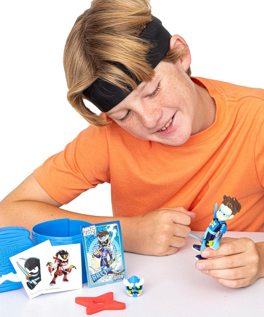 Ninja Kidz Mini Mystery Set, Official Licensed Surprise Toy Pack with Mystery Figure, Trading Card, Stickers & Foam Ninja Star