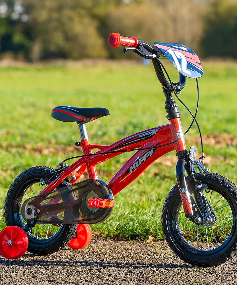 Huffy Moto X Boys Bike 12, 14, 16, 18 Inch Wheels, Multiple Colours, BMX Styling, Single-Speed Kids Bicycle with Stabilisers, Quick Connect Assembly, Ages 3-7