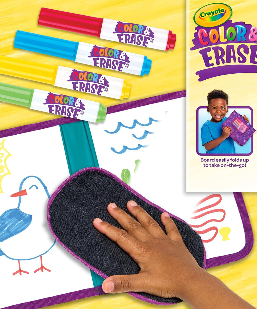 Crayola Color & Erase Drawing Board for Kids, Travel Coloring Kit, Gift 3+