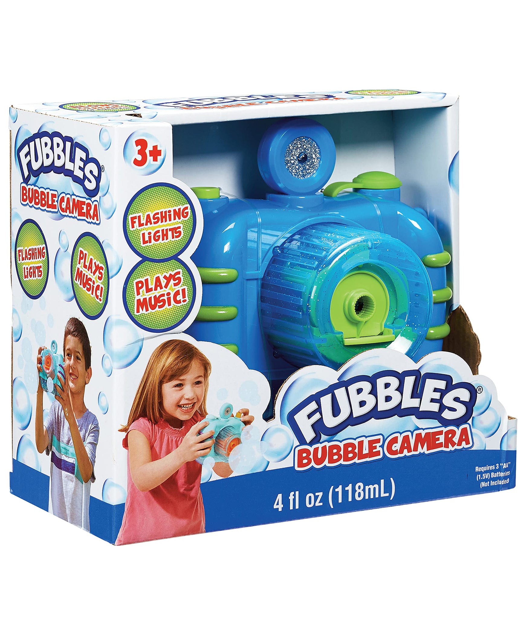 Fubbles No Spill Bubble Camera Toy, 118ml Bubble Solution Included, Automatic Bubble Camera for Kids, Non Spill Bubble Maker with Lights and Sound, Pretend Play Bubble Toy, Battery Operated, Outdoor Bubble Fun, Ages 3 Plus