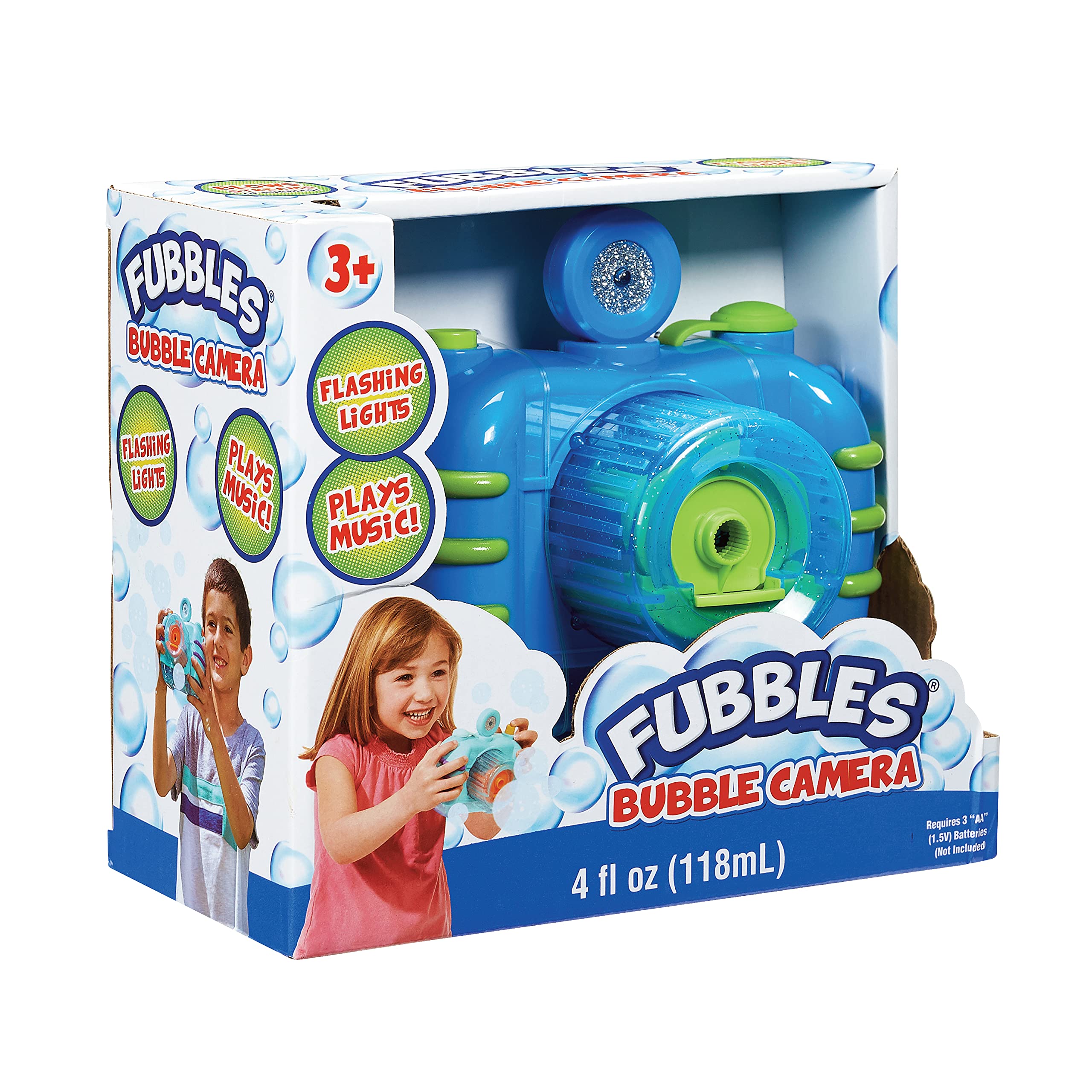 Fubbles No Spill Bubble Camera Toy, 118ml Bubble Solution Included, Automatic Bubble Camera for Kids, Non Spill Bubble Maker with Lights and Sound, Pretend Play Bubble Toy, Battery Operated, Outdoor Bubble Fun, Ages 3 Plus