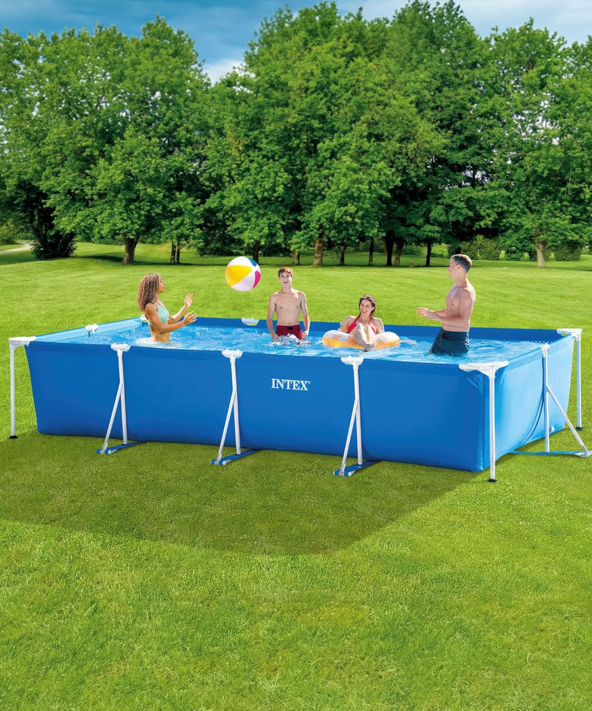 Intex 28273NP Rectangular Frame Pool – 17.7 x 86.6 x 33.1 inches (450 x 220 x 84 cm), Durable Above-Ground Pool for Summer Fun