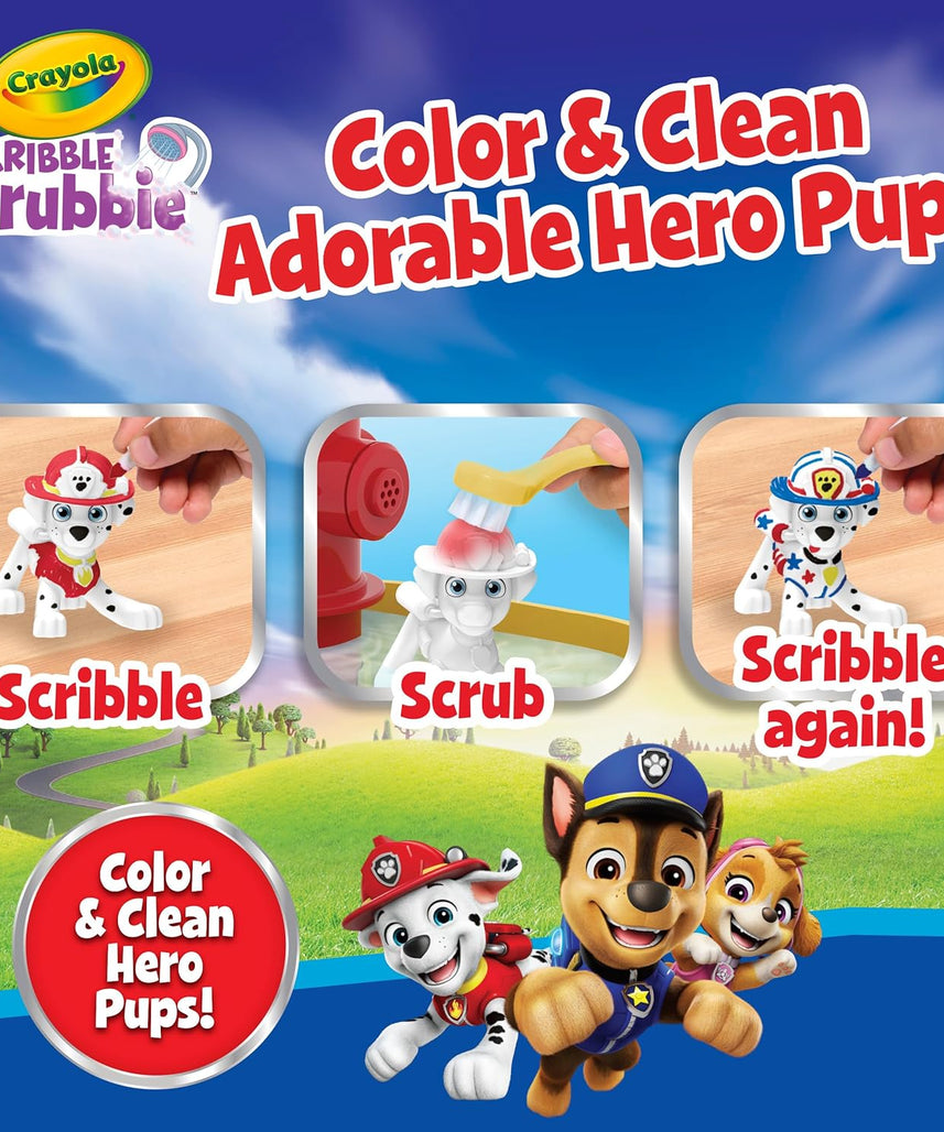 CRAYOLA - Washimals Paw Patrol Activity Set with 4 Puppies, 6 Washable Markers, 40 Stickers and Brush, Toy and Gift for Children, from 3 Years