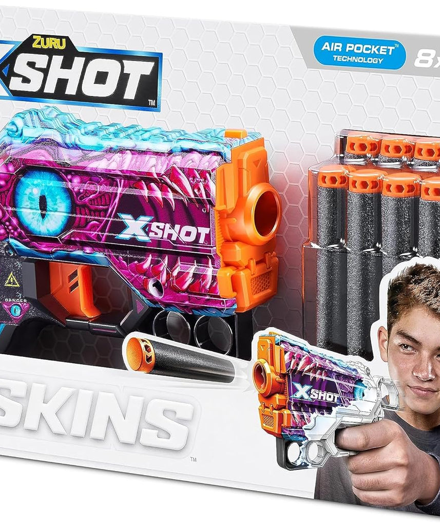 XShot Skins Griefer - Menace Enigma, Easy Reload, Fire Distances Upto 24m/ 80ft, Toy Foam Blaster & Guns, Includes 8 Darts, Dart Blaster with Storage, Toy Shooting Guns for Kids - 36515A