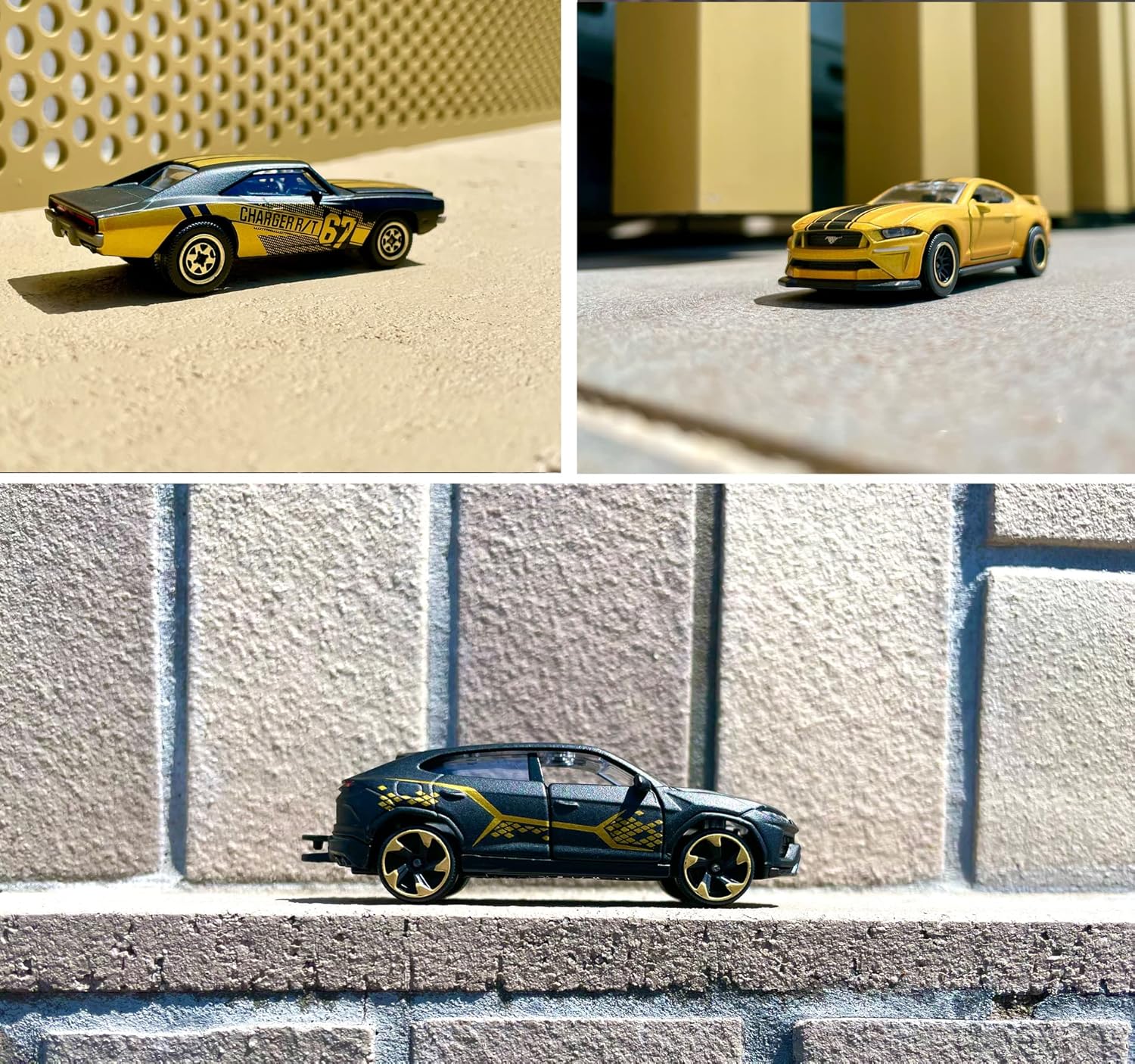 Majorette Limited Edition 9 Gold Design Toy Car, 1:64 Scale Die Cast Model, Random 1 of 6 Collectible Cars, Free Roll Suspension, Trading Card Included, Kids and Collectors, Ages 3+