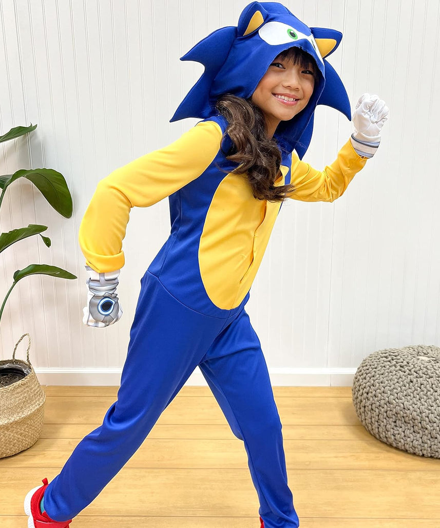 Disguise Sonic Costume for Kids, Official Sonic Prime Costume and Headpiece, Size (4-6)
