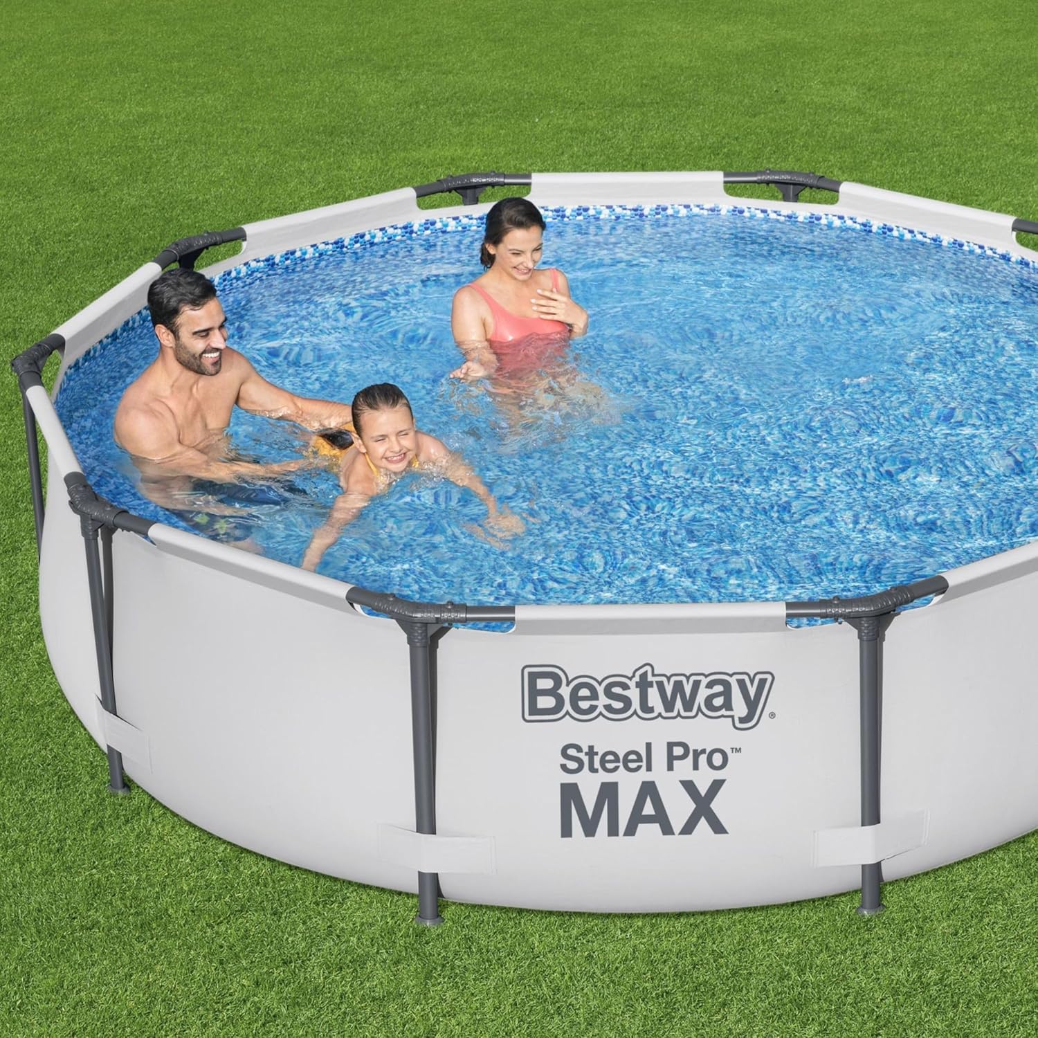 Bestway Steel Pro Max | Round Frame Swimming Pool with Filter Pump, Above Ground Frame Pools, Grey, 10’