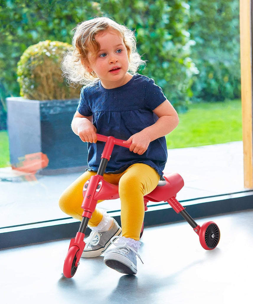 Mookie Scuttlebug Beetle Ride-On Trike with Foldable Frame and Caster Wheels, Indoor and Outdoor Push Bike for Toddlers, 1Y+ Years