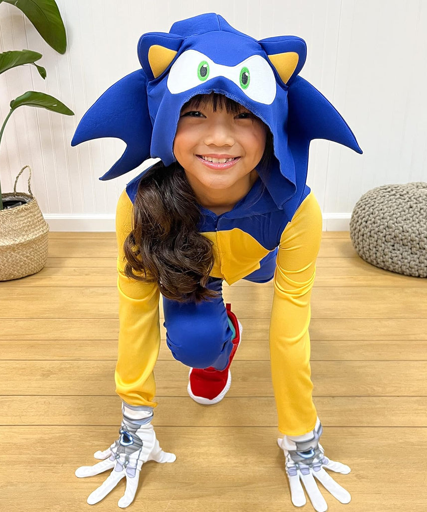 Disguise Sonic Costume for Kids, Official Sonic Prime Costume and Headpiece, Size (10-12)