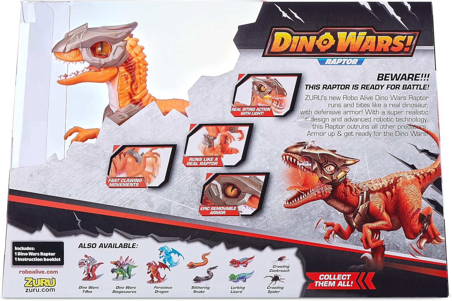 زورو روبو ألايف، سلسلة حروب الديناصورات الأولى، لعبة ديناصور رابتور، 23 سم، ديناصور آلي تفاعلي، حركات واقعية، فكين زئيريين ومُقاطعين، لعبة أطفال متينة، 3 سنوات فأكثر