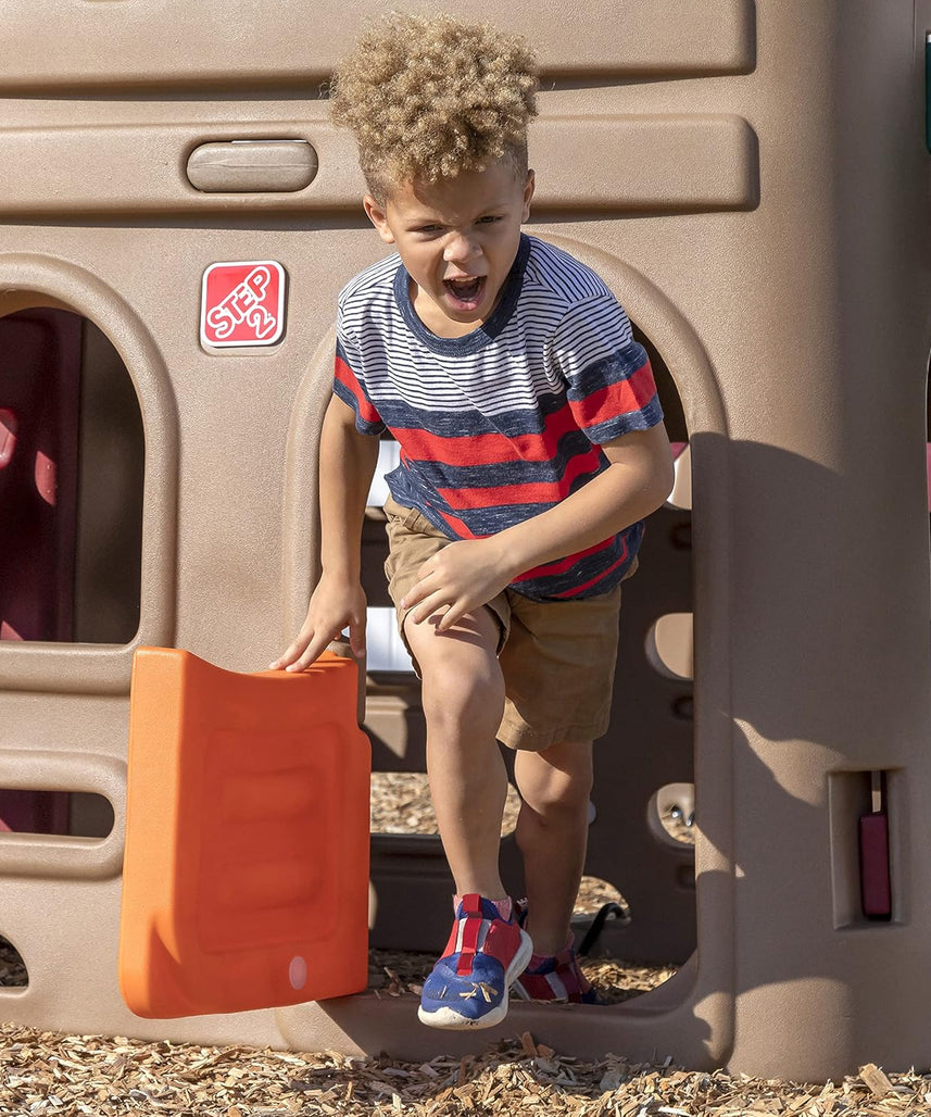 Step2 Naturally Playful Playhouse Climber, Swing Extension, Playhouse + Slide + Swings, Outdoor Playset for Kids 3+
